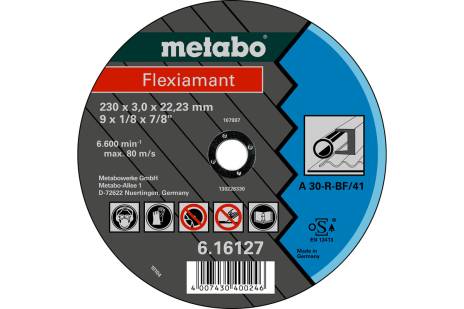 [ME616123000] Steel Cutting Disc (180x3x22.23mm) Flat T41 - FLEXIAMANT