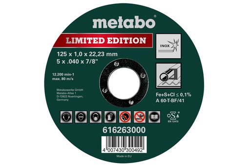[ME616263000] Inox Cutting Disc (125x1x22.23mm) Flat T41 - Limit.Edition