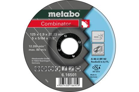[ME616501000] Inox Cutting Disc (125x1.9x22.23mm) Depressed  T42 - COMBINATOR