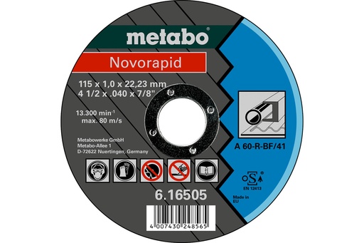 [ME616505000] Steel Cutting Disc (115x1x22.23mm) Flat T41 - NOVORAPID