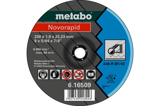 [ME616509000] Steel Cutting Disc 230x1.9x22.23mm Depressed  T42 - NOVORAPID