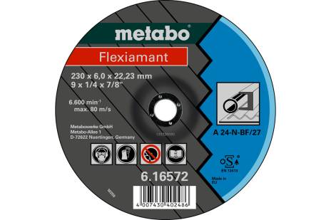 [ME616726000] Steel Grinding Disc (115x6x22.23mm) Depressed  T27 - FLEXIAMANT