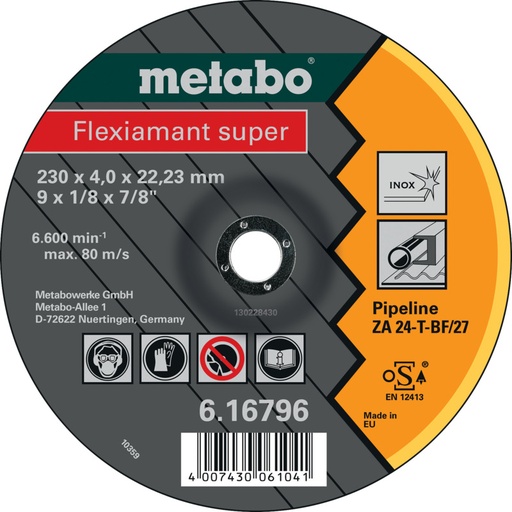[ME616796000] Pipeline Grinding Disc (230x4x22.23mm) Depressed  T27 - FLEXIAMANT SUPER