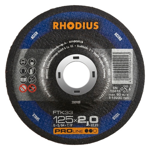 [RH200891] Steel Cutting Disc (125x3x22.23mm) Depressed  T42 - PRO