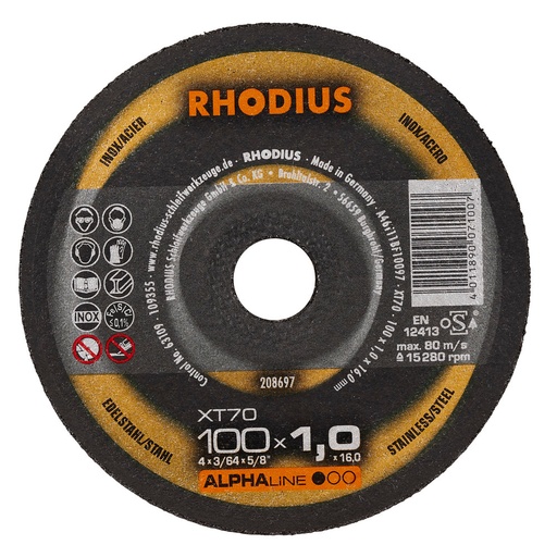 [RH207436] Inox Cutting Disc (115x1x22.23mm) Flat T41 - ALPHA
