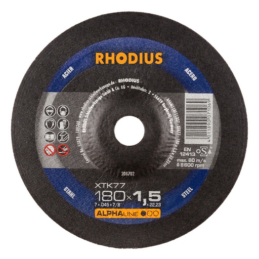 [RH208702] Steel Cutting Disc 180x1.5x22.23mm Depressed  T42 - ALPHA