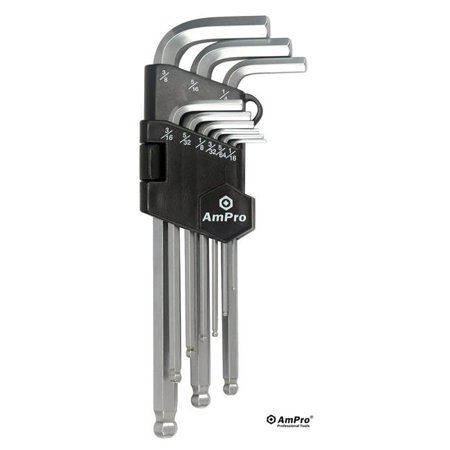 [AMT22929] 9Pc Ball Head/Hex Long Allen Key Set (1/16"- 3/8") 