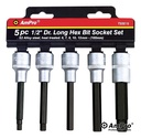 5PC 1/2" DR. LONG HEX BIT SOCKET SET (100mm) 
