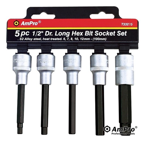 [AMT33215] 5PC 1/2" DR. LONG HEX BIT SOCKET SET (100mm) 