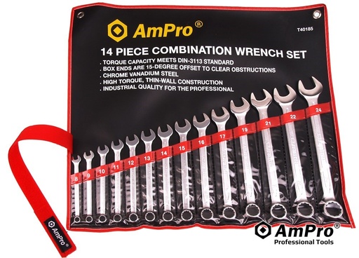 [AMT40185] 14PC COMBINATION WRENCH SET (8-24mm) 