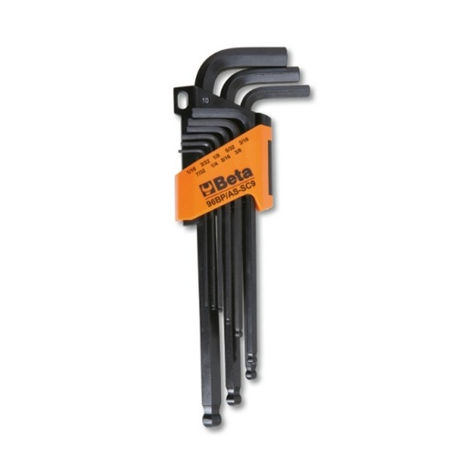 [BE000961000] 96Bp-As/Sc9- 9Pc Ball Head/Offset Hex Burnished Allen Key Set (1/16''-3/8'')
