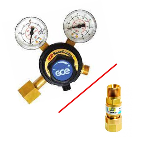 [ES0870087K] ESAB GCE Acetylene 1.5 Bar Regulator +  GCE SG3 Regulator Ace Flashback Kit