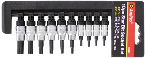 [AMT33241] 10PC 1/4" & 3/8" DR. STAR BIT SOCKET SET